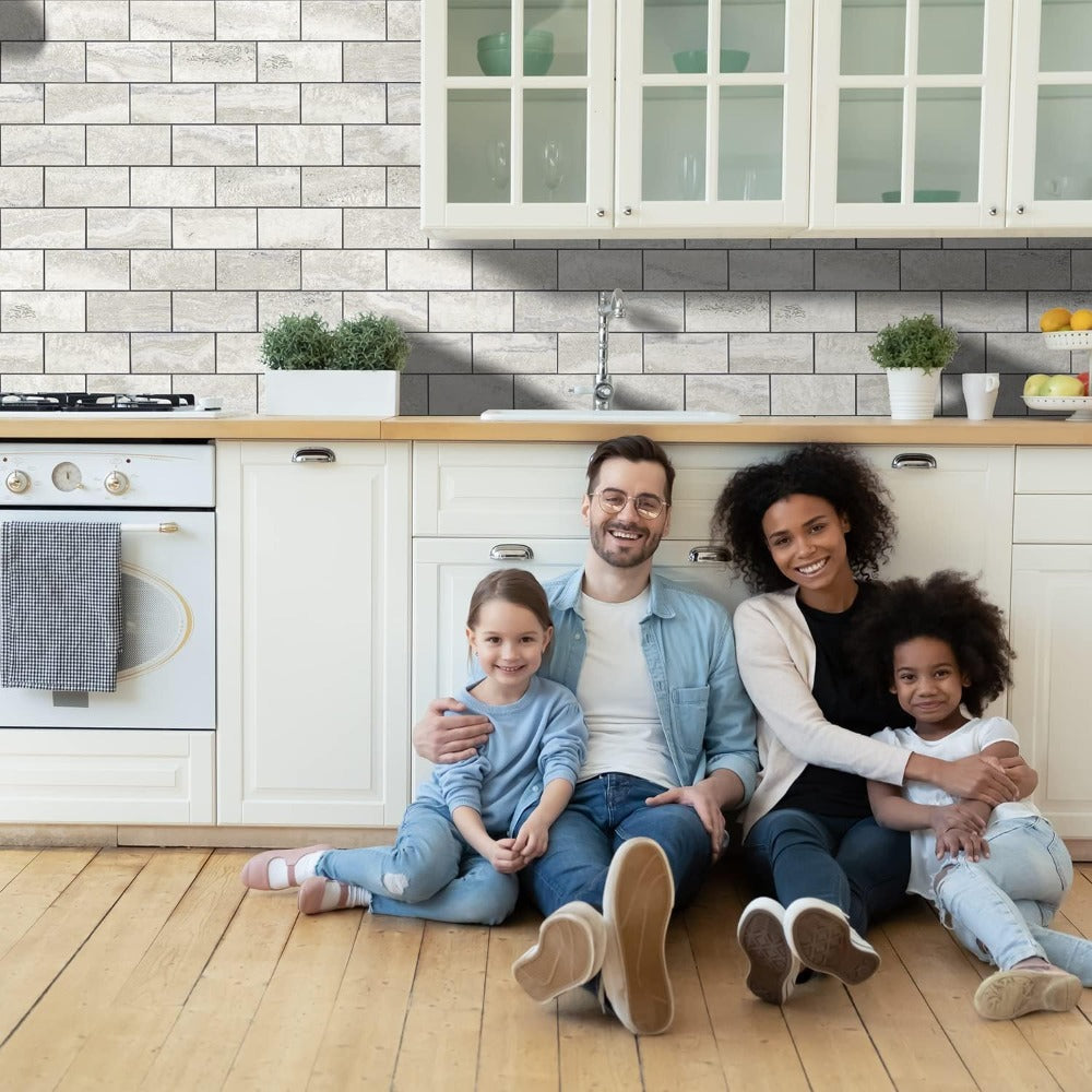 Subway Tile Cream Peel and Stick Backsplash For Kitchen