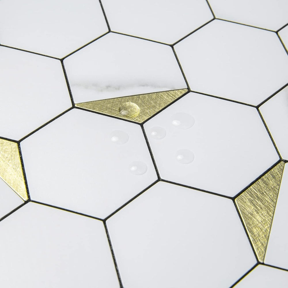 Hexagon Tile Peel and Stick Backsplash Detail