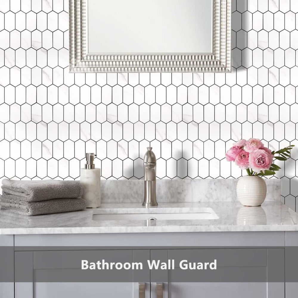 Long Hexagon Peel and Stick Backsplash Tile For Bathroom