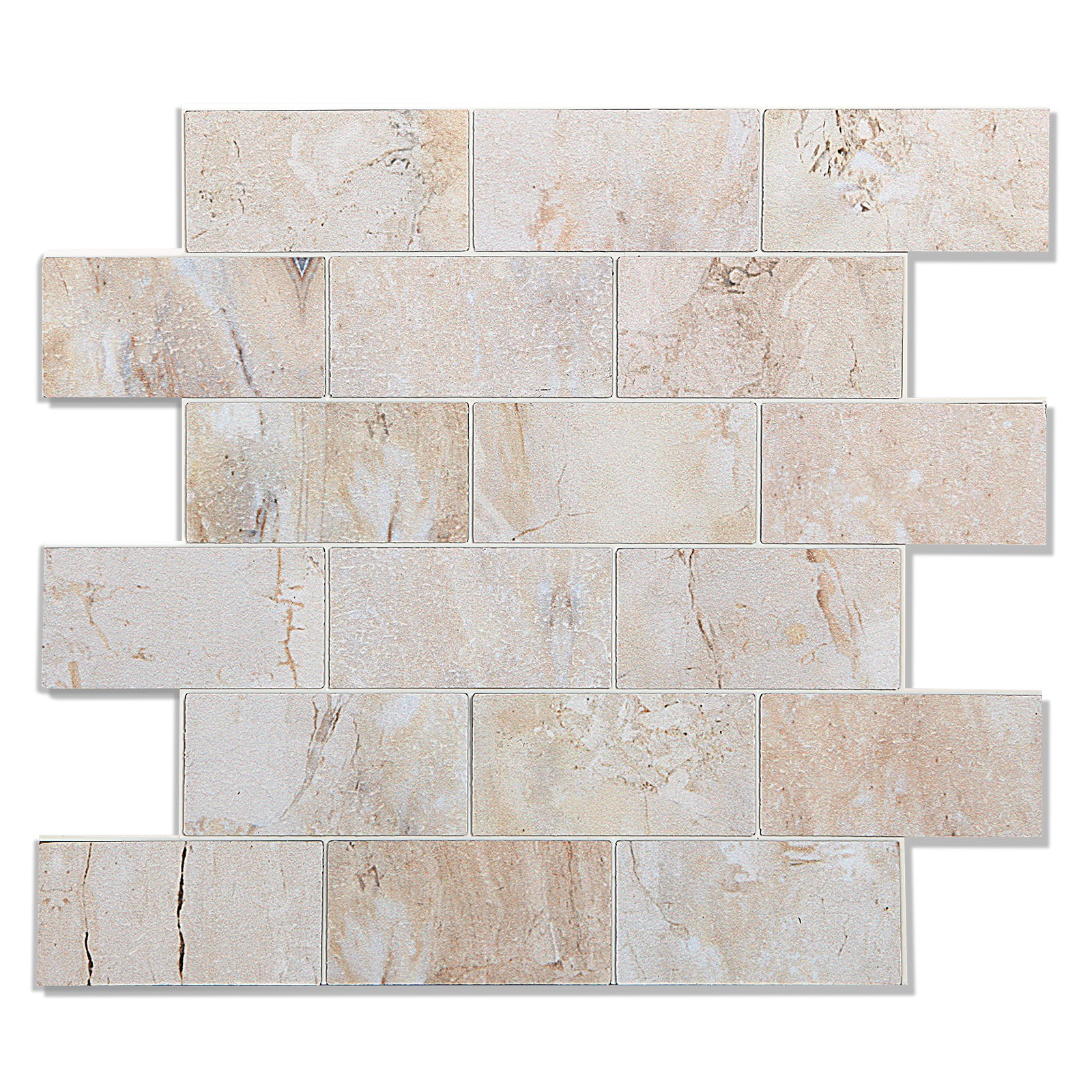 Peel and Stick Subway Tile | 3D Textured Upgrade Grounted Effect Ahesive Tile in Stone Beige