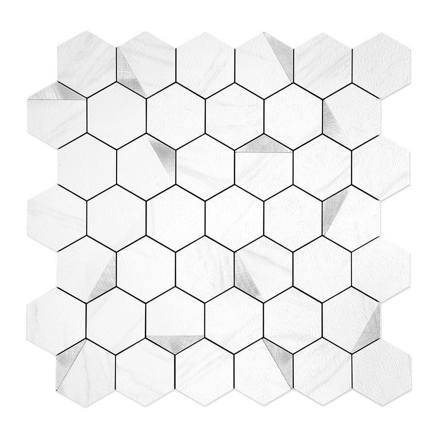 Hexagon Peel and Stick Tiles  Jazz White Stick on Backsplash