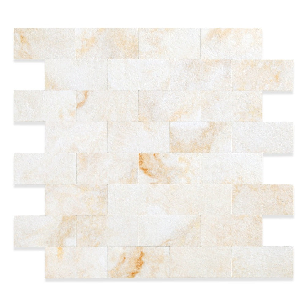 Beige Yellow Peel and Stick Stone Texture Wall Backplash