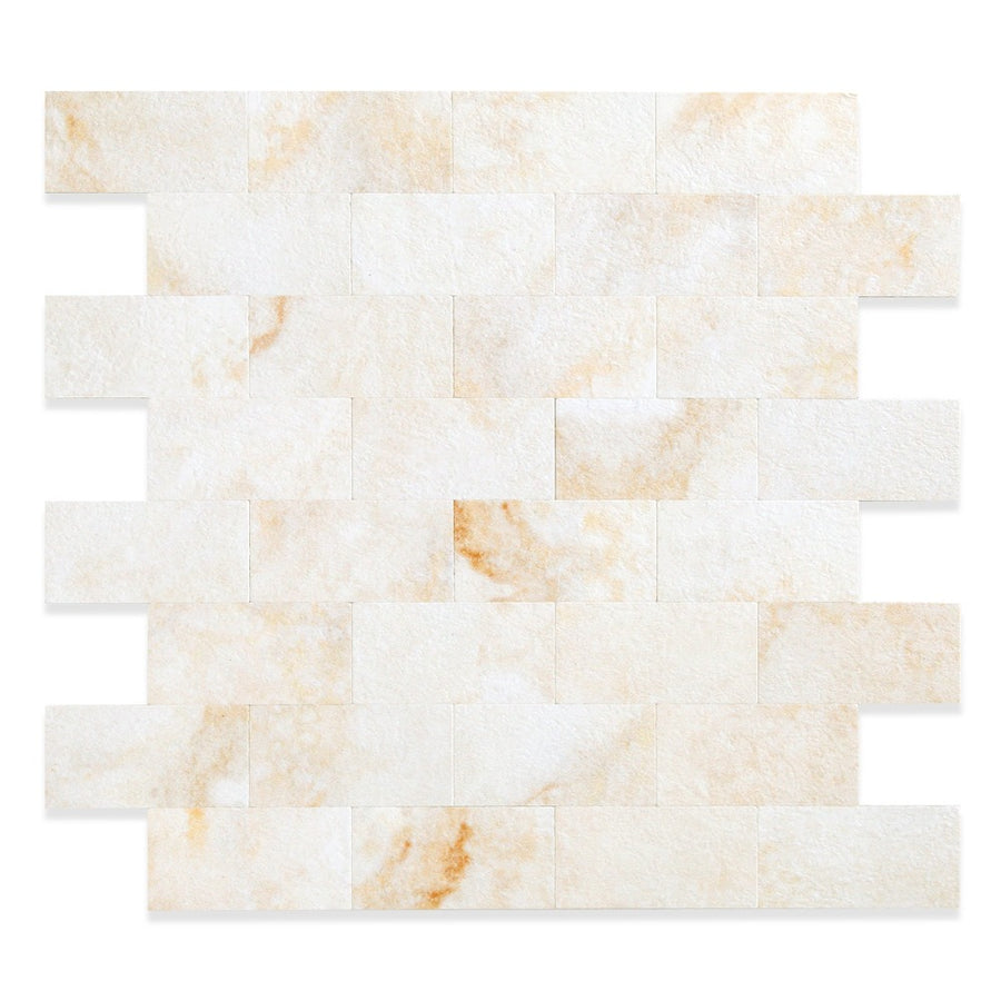 Beige Yellow Peel and Stick Stone Texture Wall Backplash