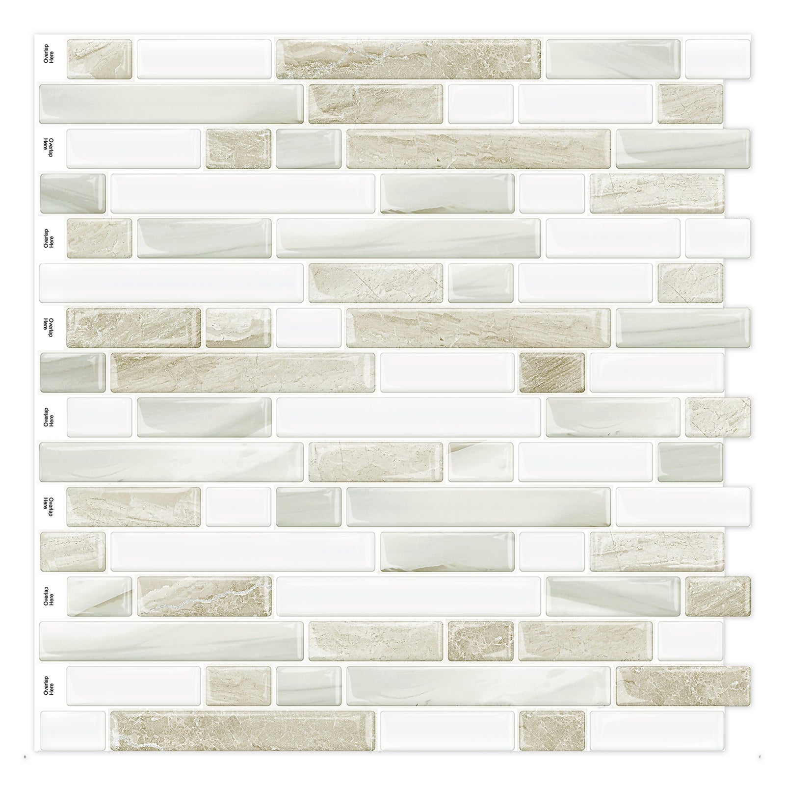 Marble Beige&white Peel and Stick  3D Vinyl Backsplash