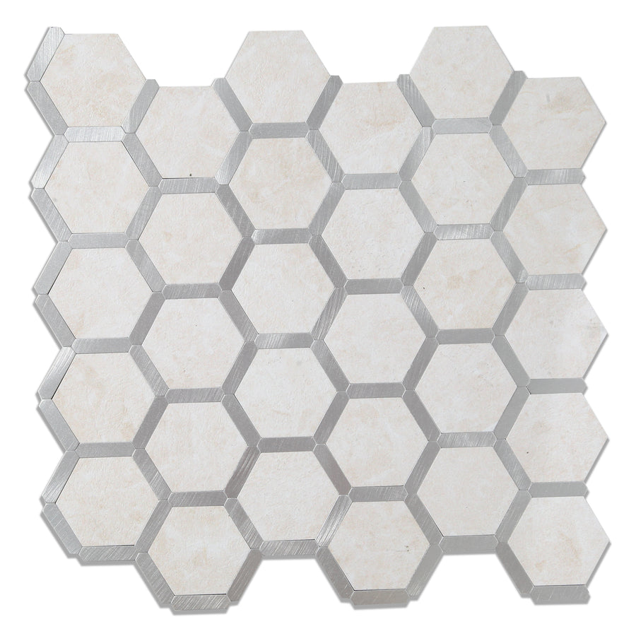 Creamy Stone Haxagon Peel and Stick Tile