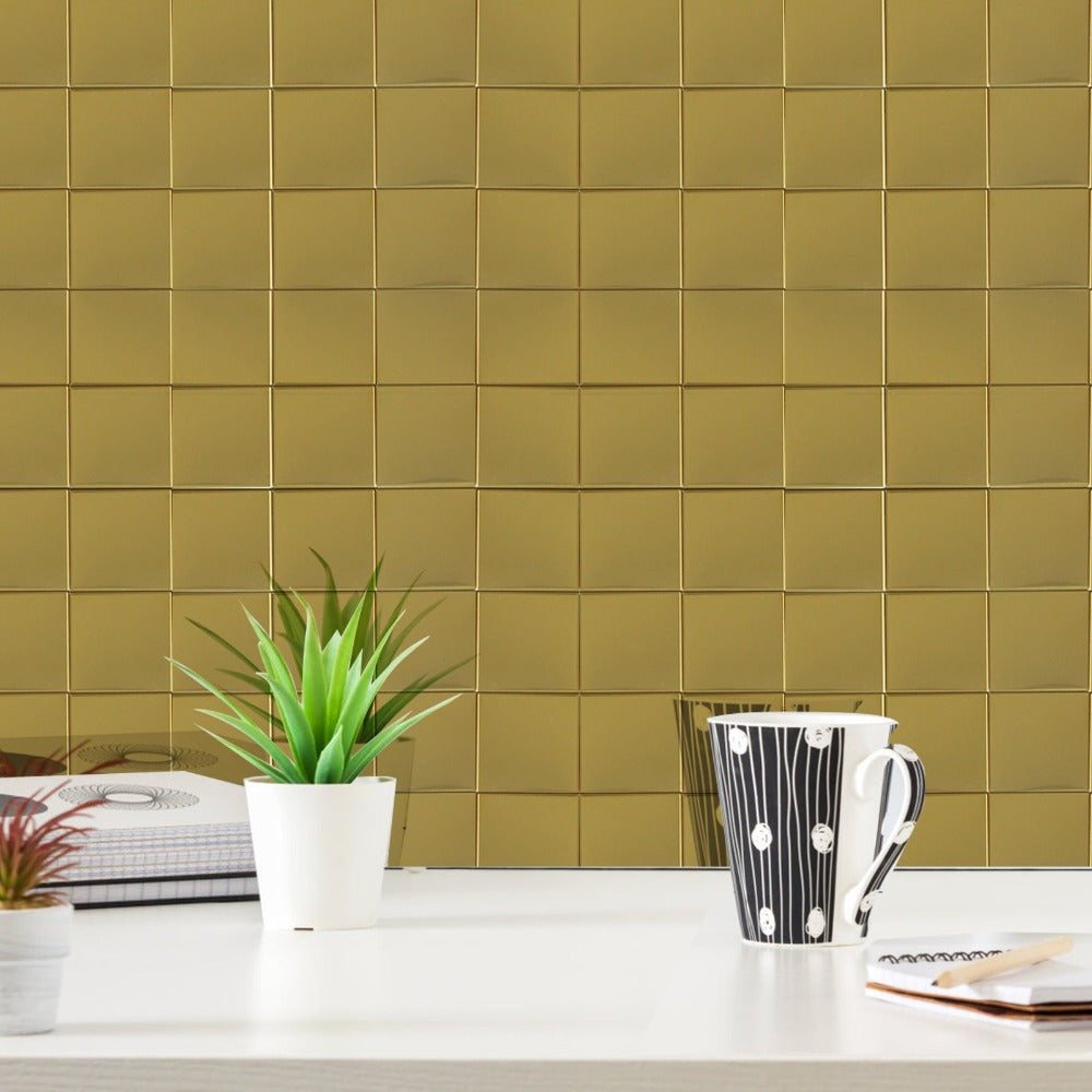 Gold Mirror Metal Tile For Living Room