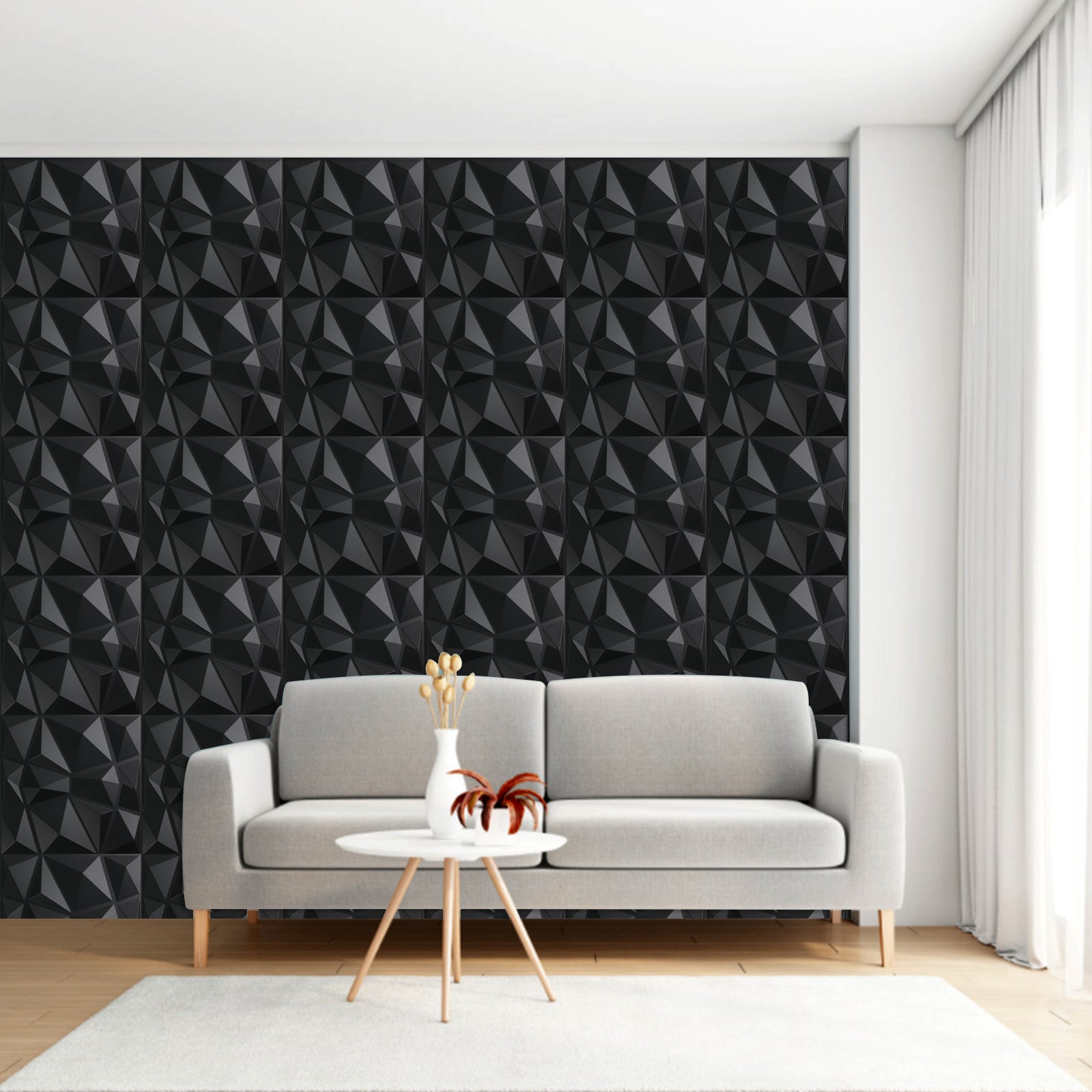 3D wall panels stick on living room