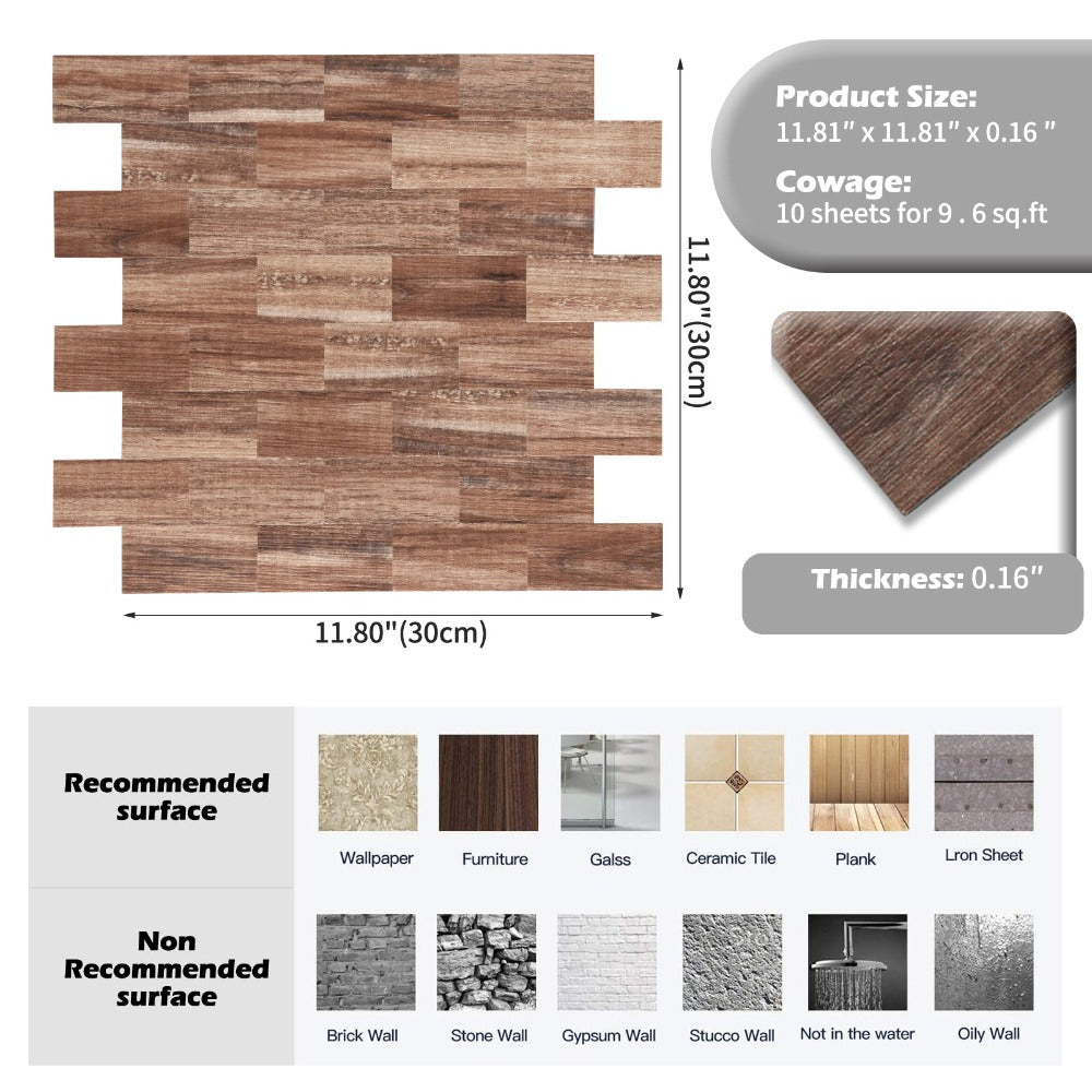 Peel and Stick Wood Tile Backsplash Size