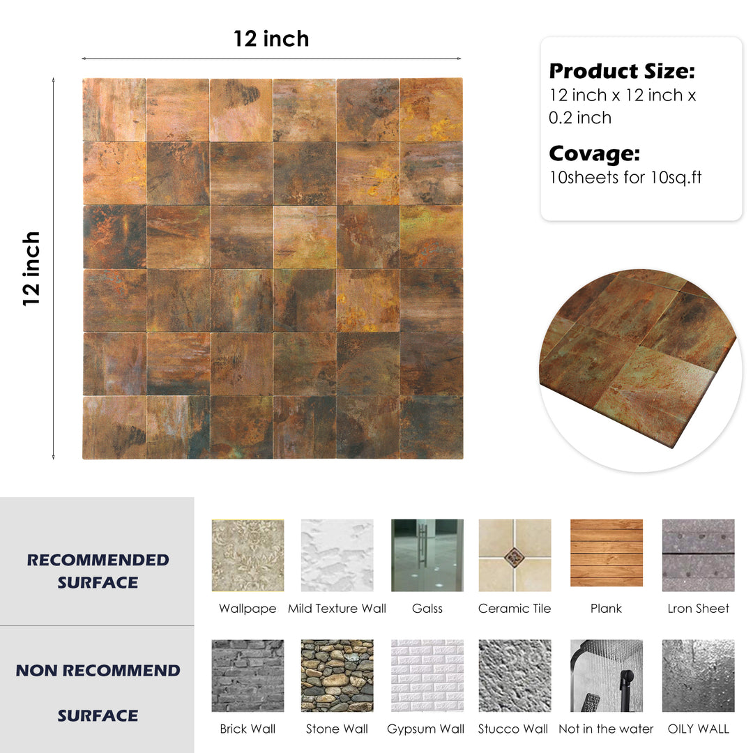 copper tile size