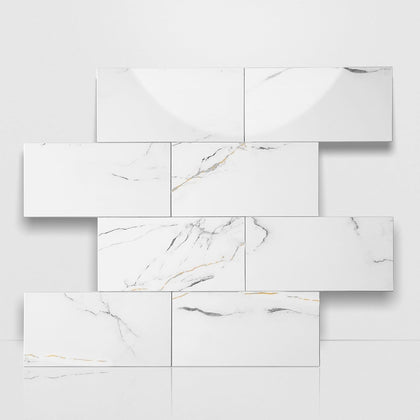 Calacatta Gold Peel and Stick Subway Backsplash Tile