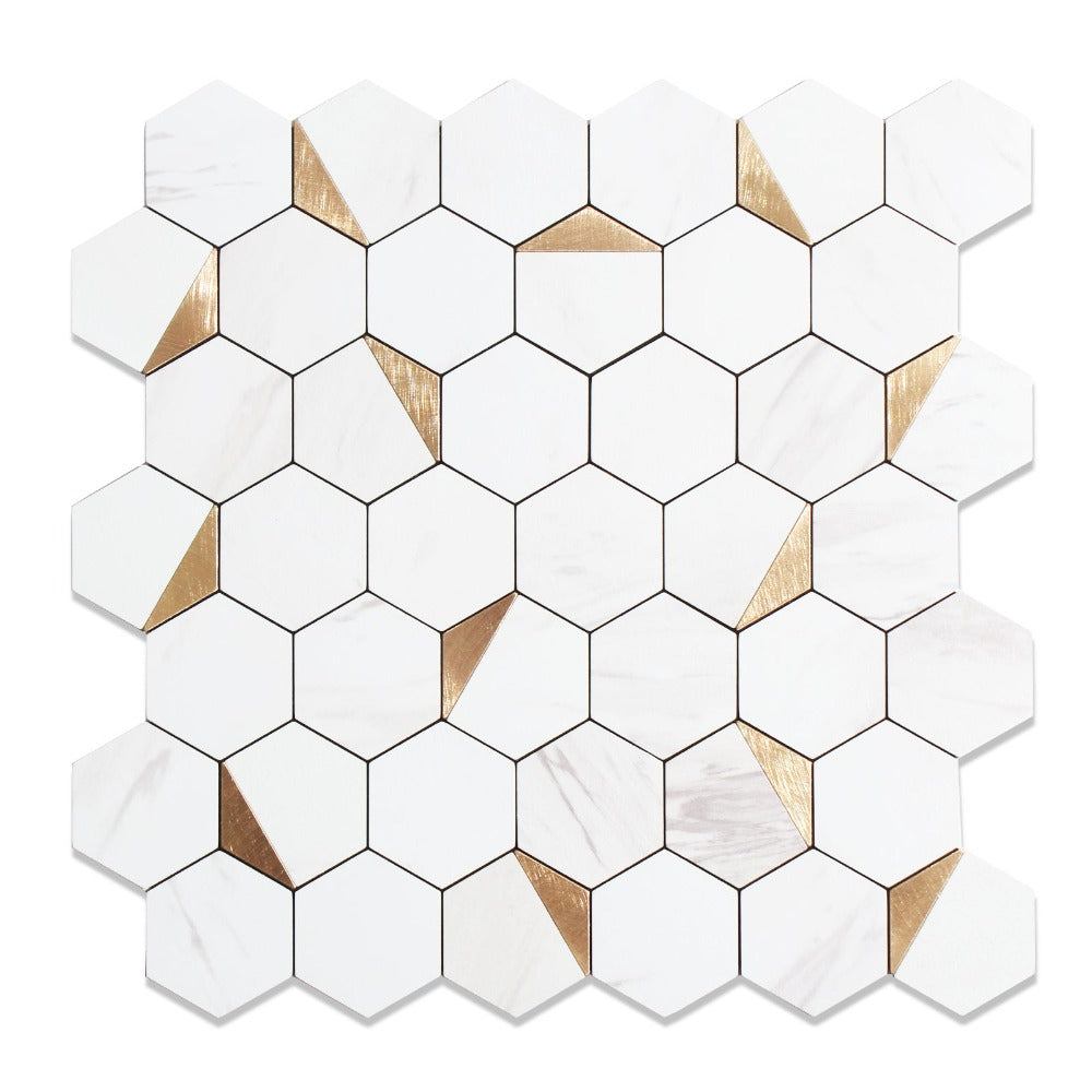 Carla White Peel and Stick Hexagon Tile 