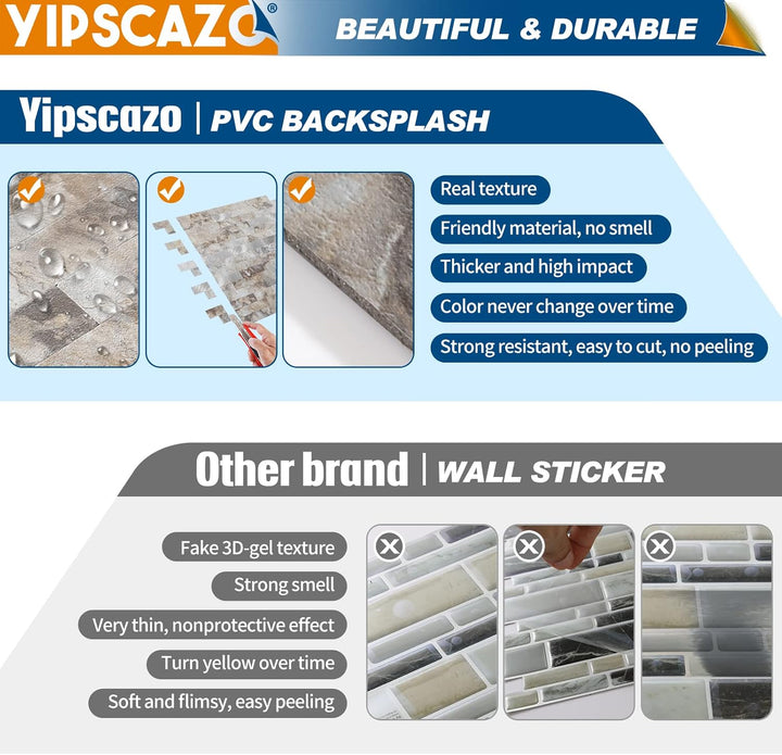 12" X 12" Ecru Peel and Stick Stone Backsplash Premium Linear Blend Tile