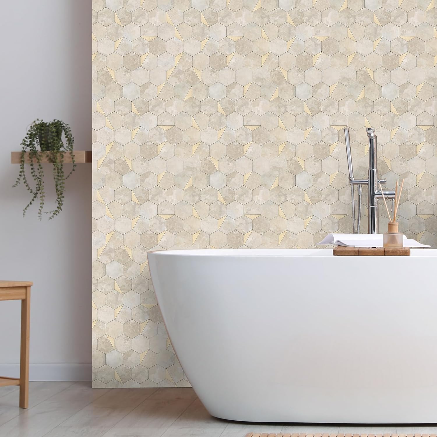 bathroom hexagon backsplash tile