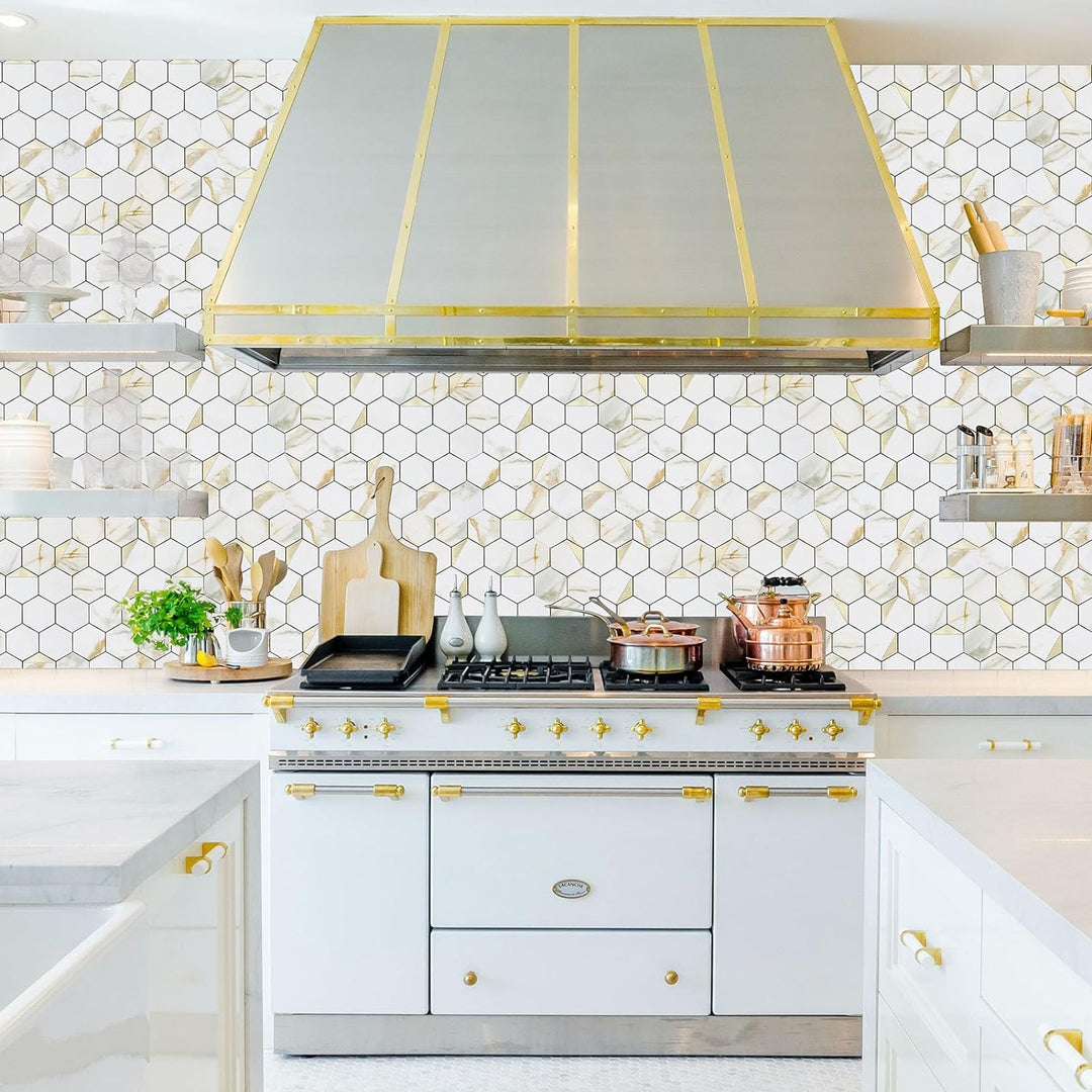 hexagon backsplash tile stick on kitchen