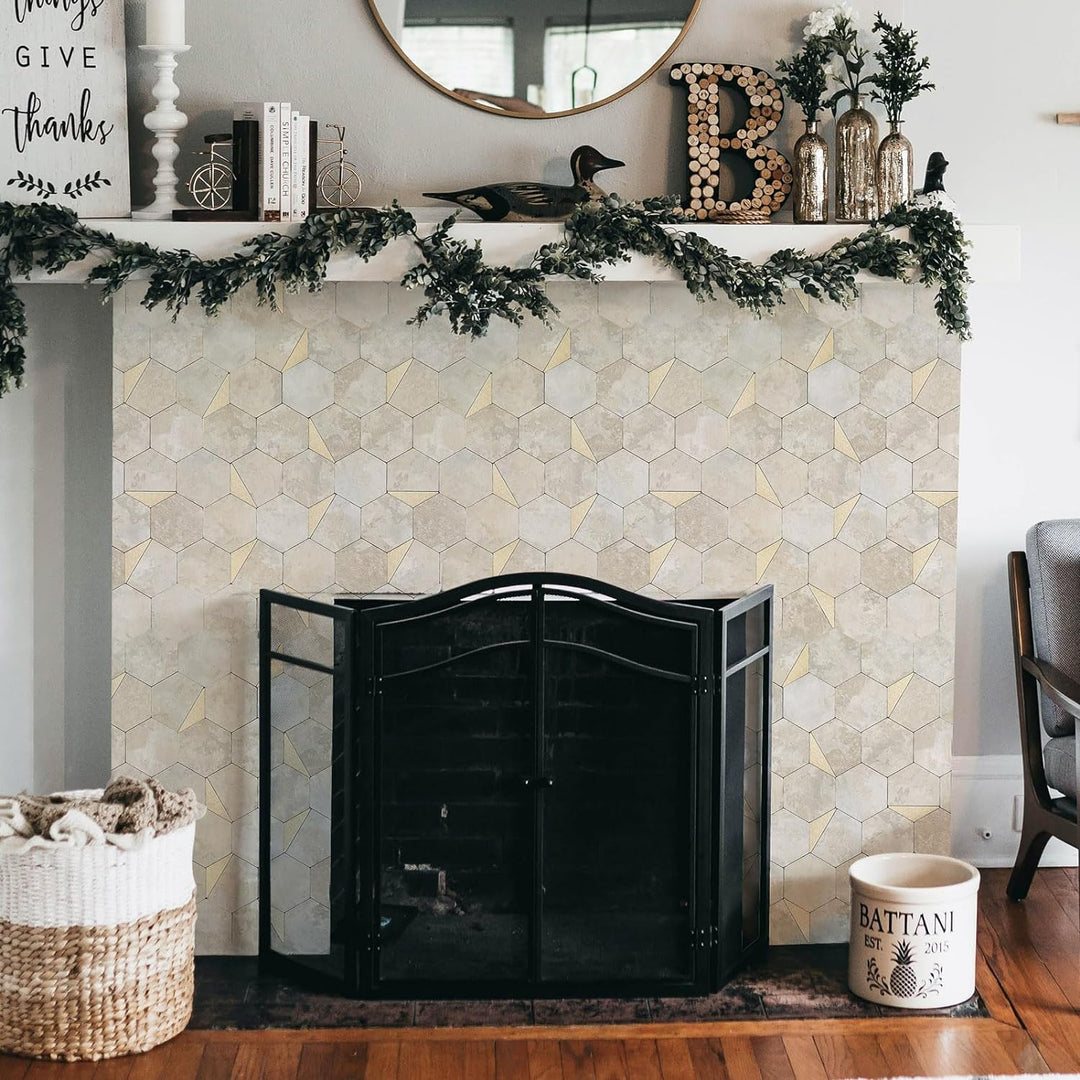 hexagon tile backpack stick on fireplace