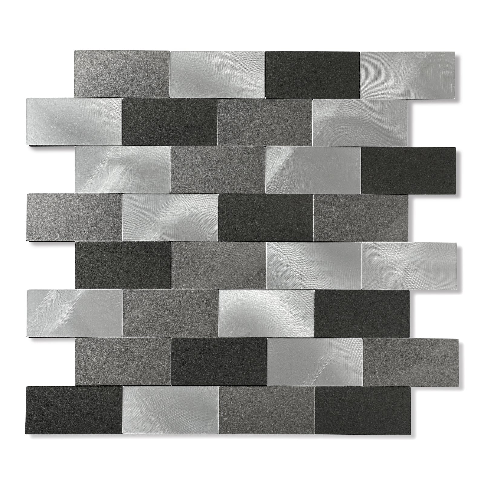 11.8" X 11.8" Black Stick on Metal Backplash Stainless Steel Subway Wall Tile