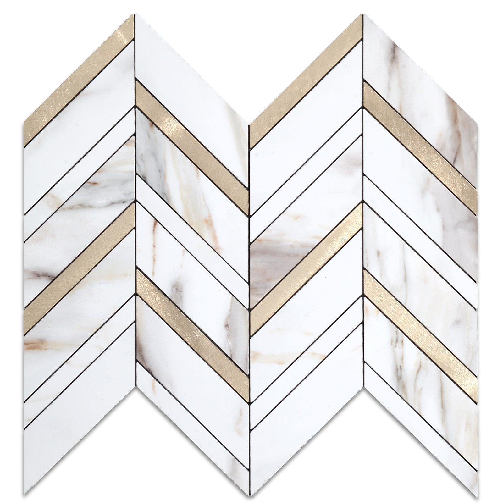 Marble Calacata Mixed Gold herringbone tile
