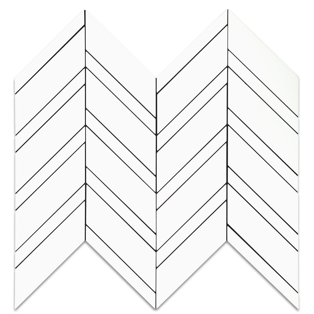 White Herringbone Backsplash Peel and Stick Tile