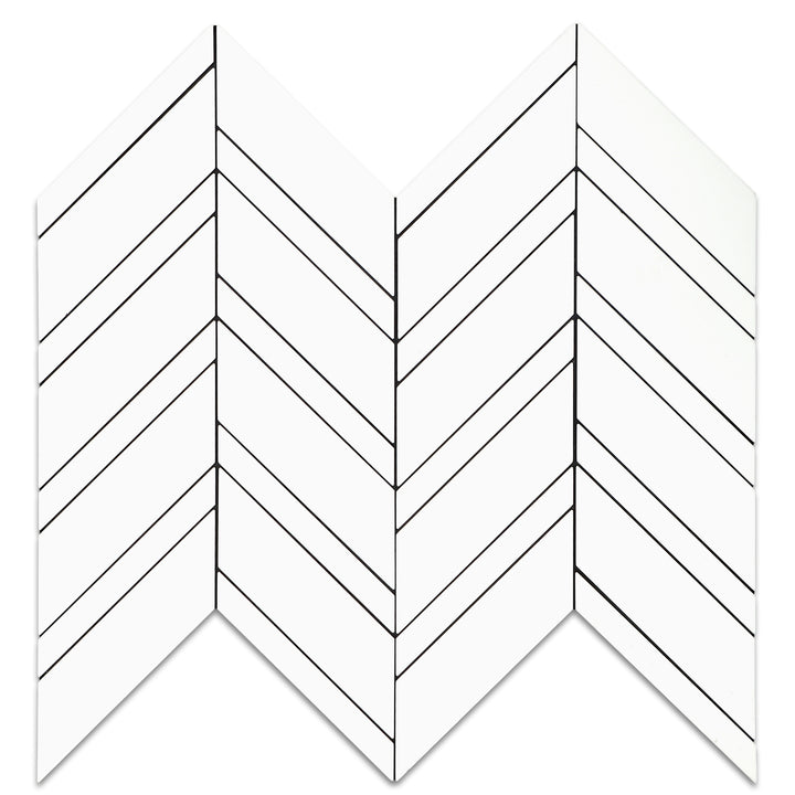 White Herringbone Backsplash Peel and Stick Tile