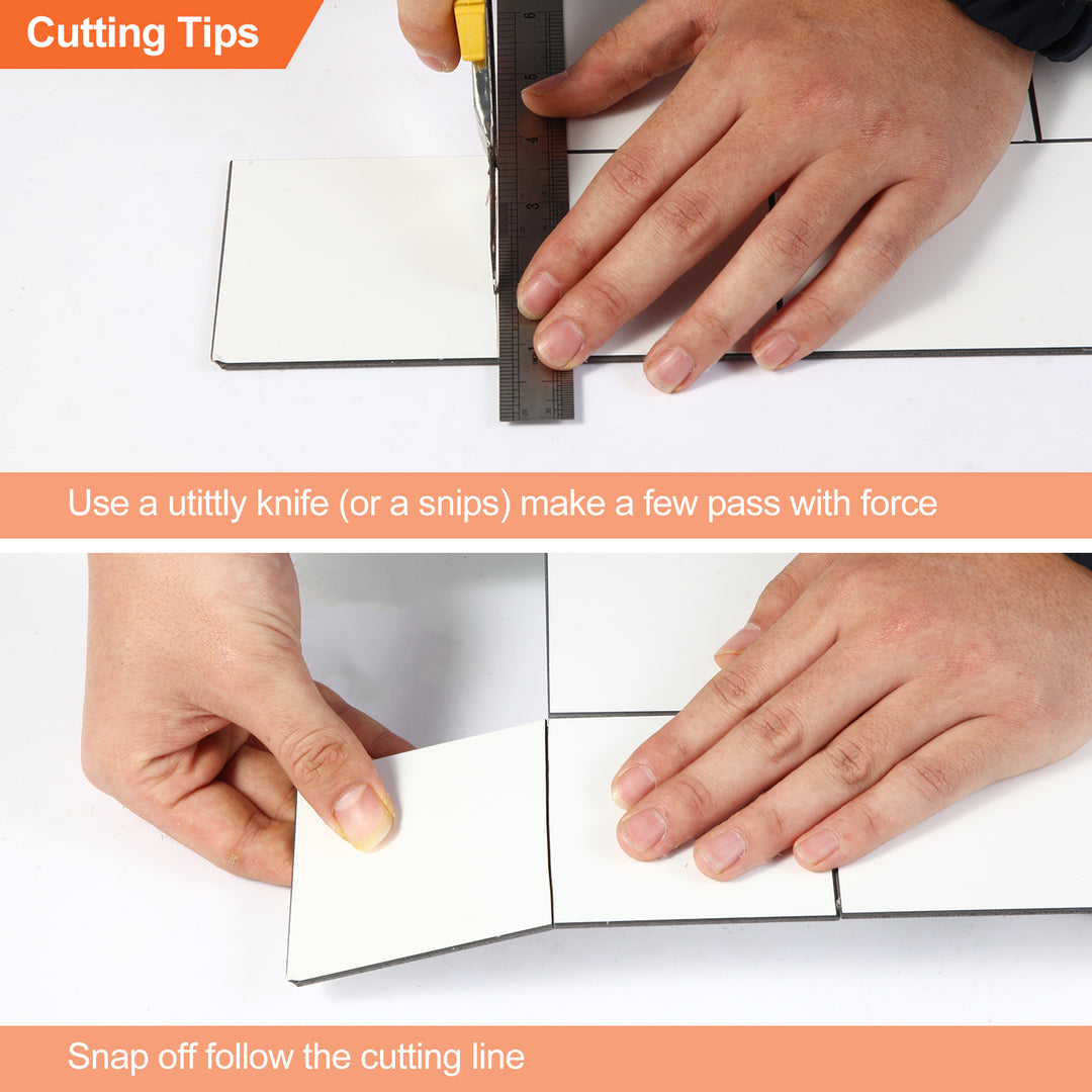 cutting peel and stick tiles