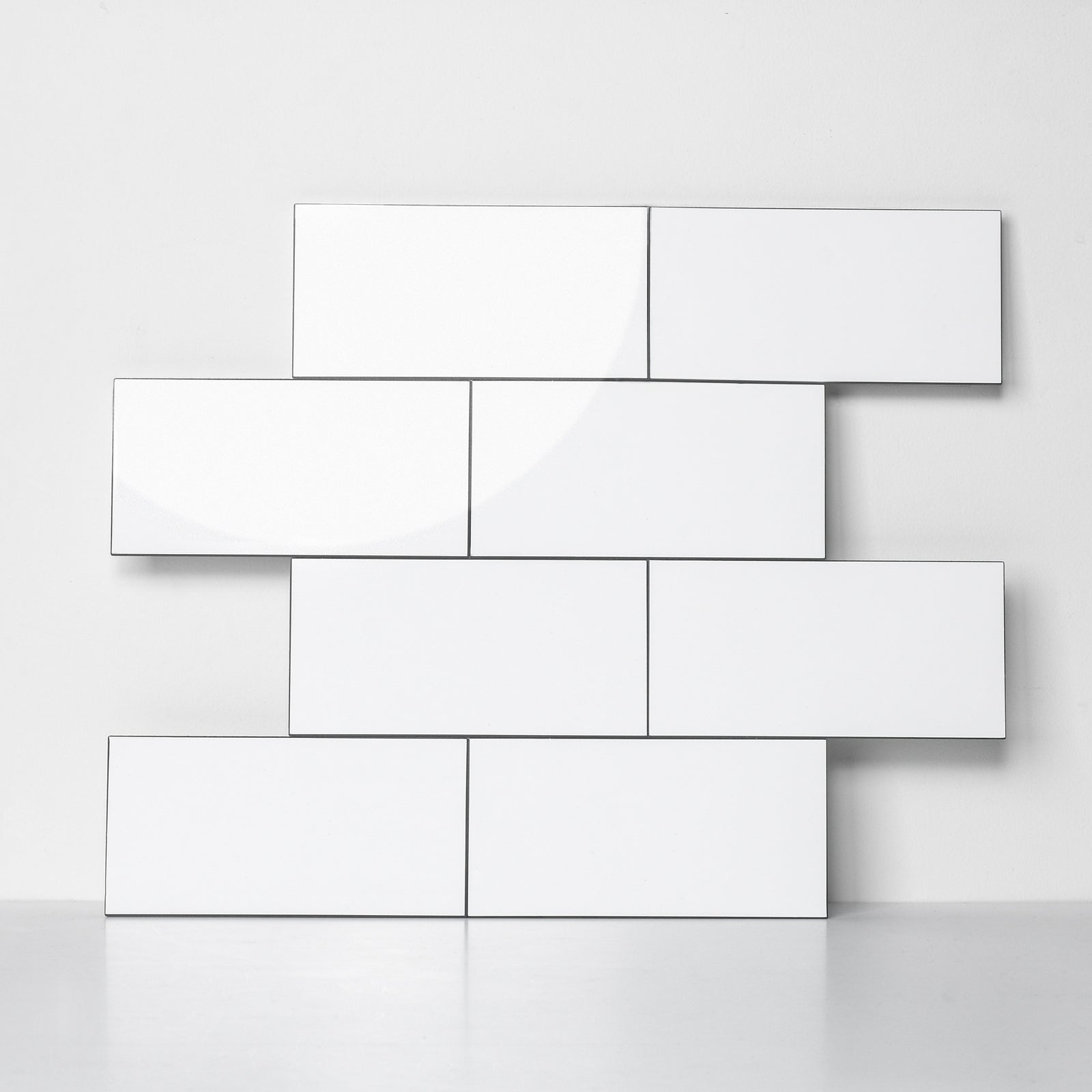 Glossy White Peel and Stick Subway Backsplash Tile