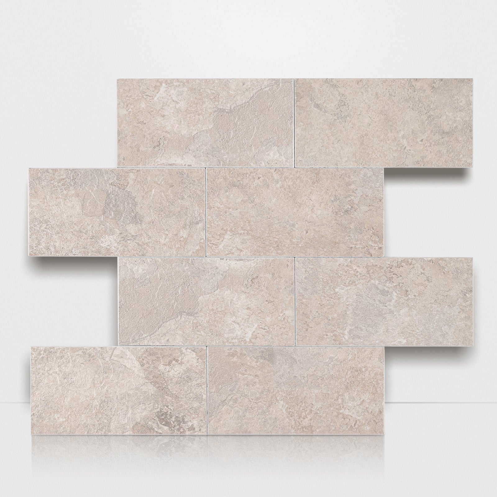 Stone Beige Peel and Stick Subway Backsplash Tile