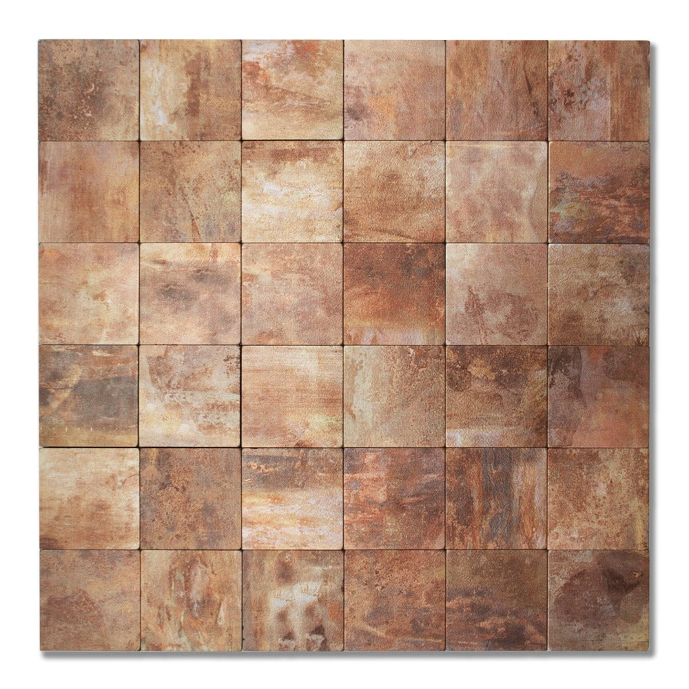 Square peel and stick copper tiles