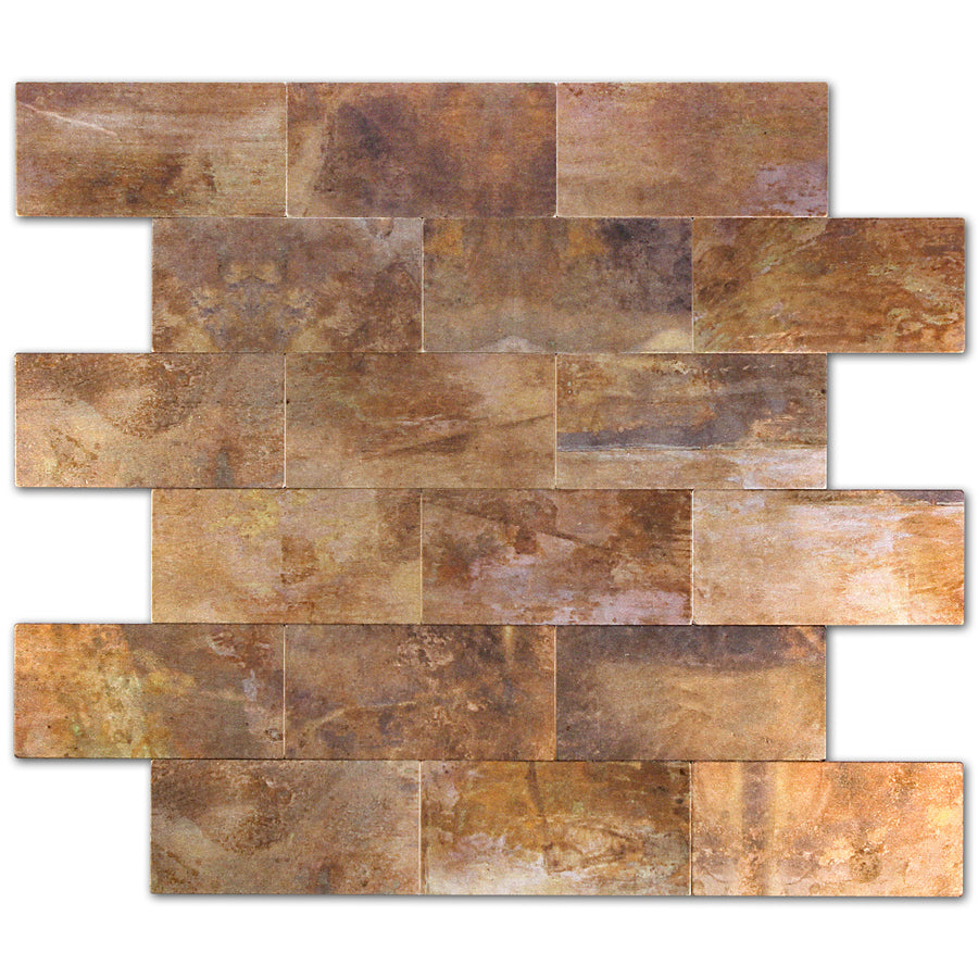 copper peel and stick subway tile