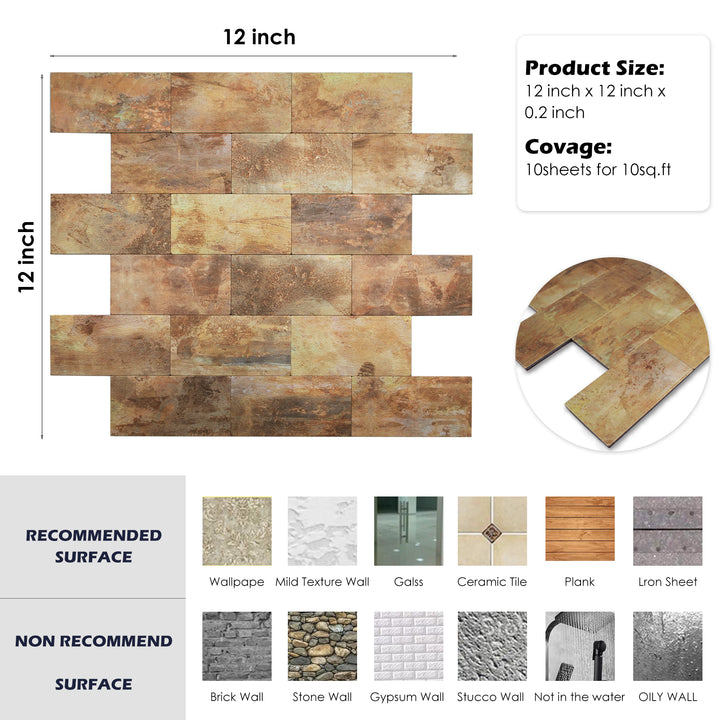 copper tile size