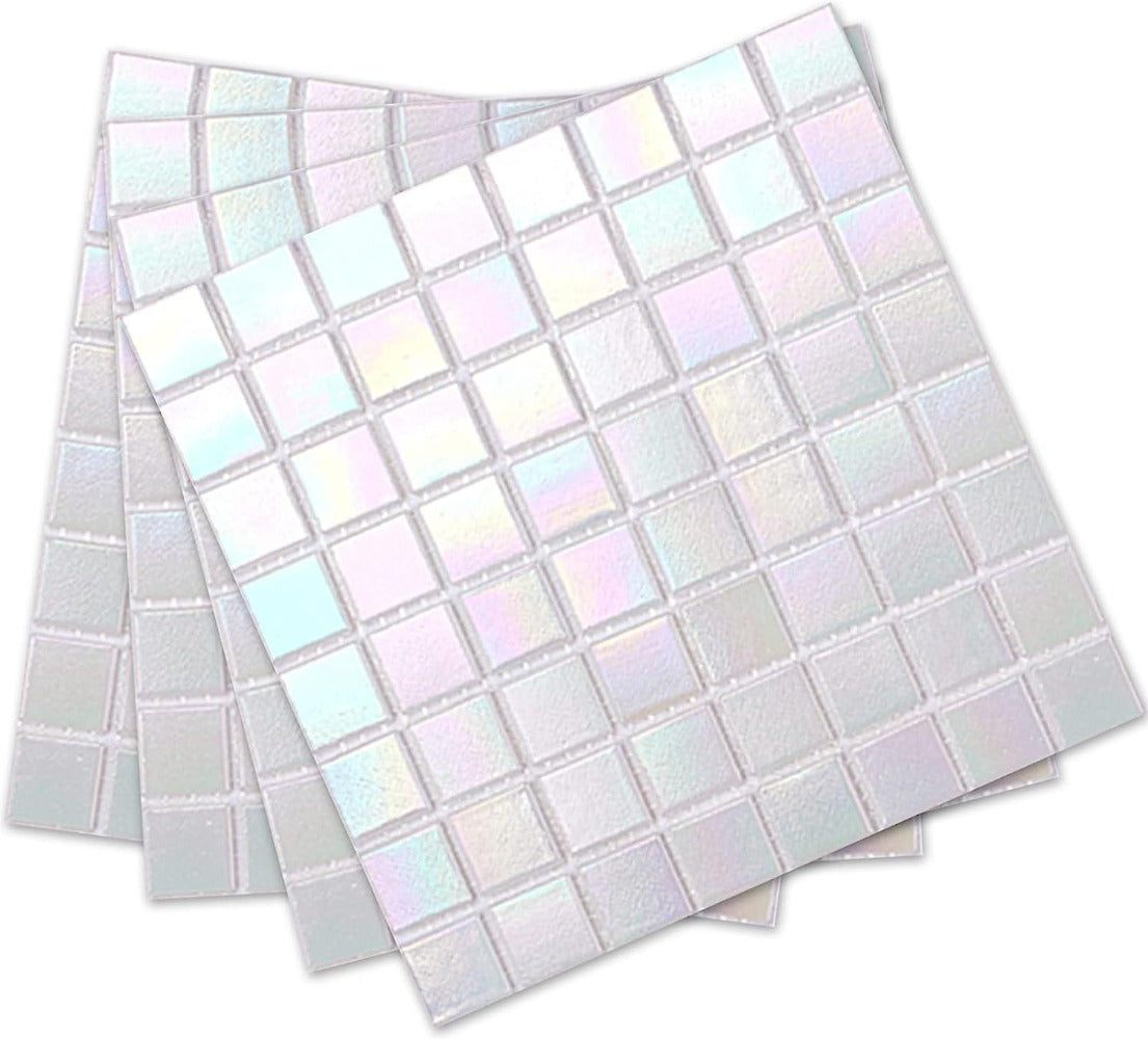 White Rainbow Glass Mosaic Tile