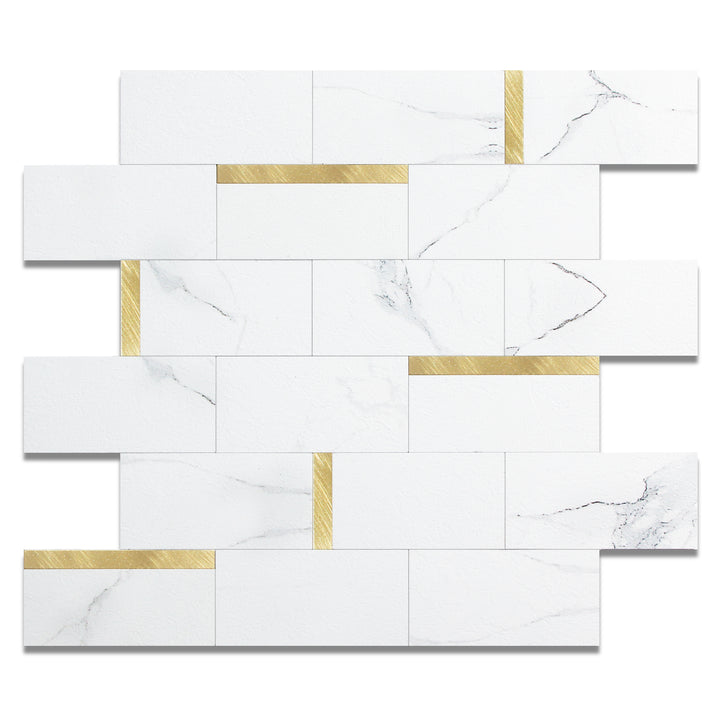 White Marble Mixed Metal Tile