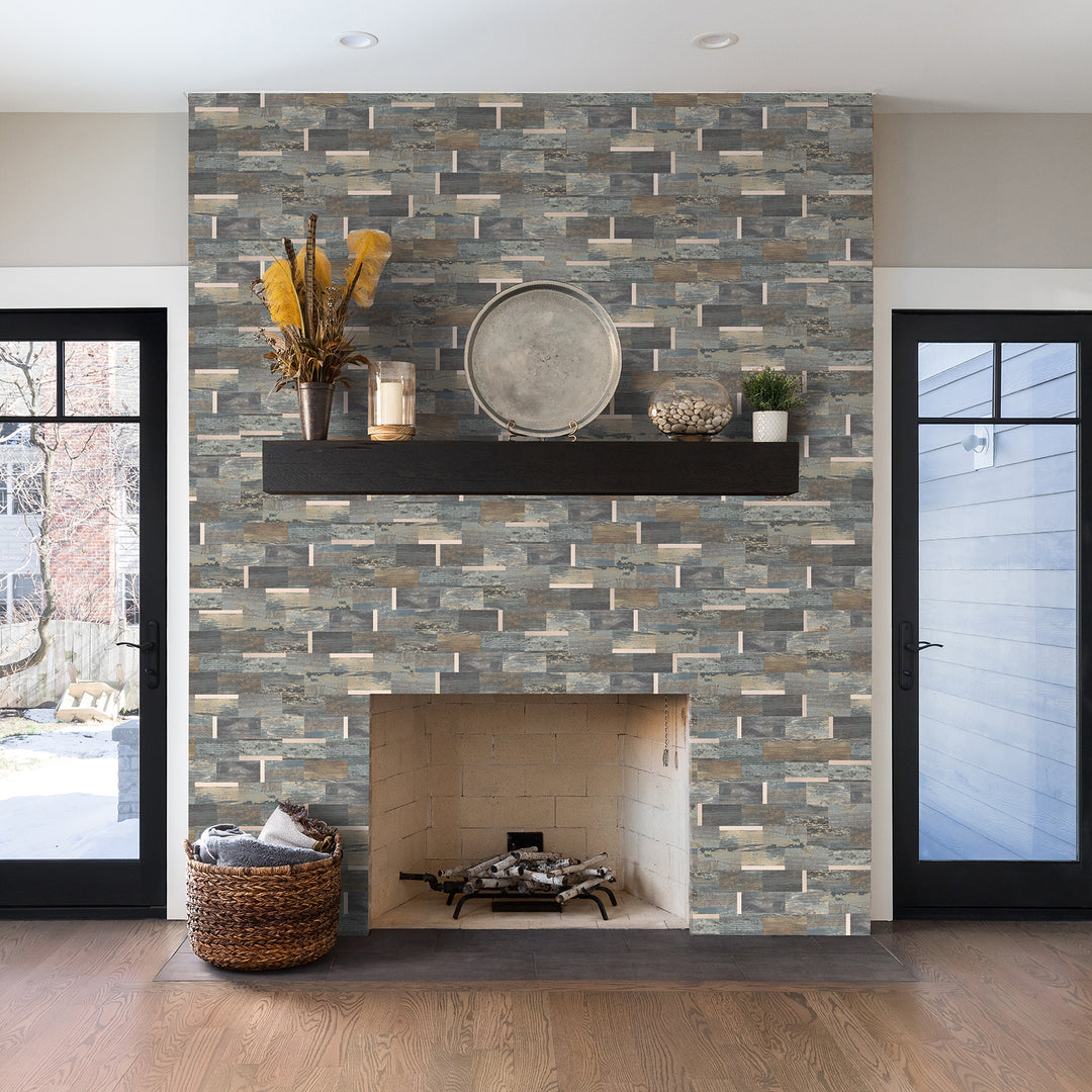 peel and stick subway tile for fireplace