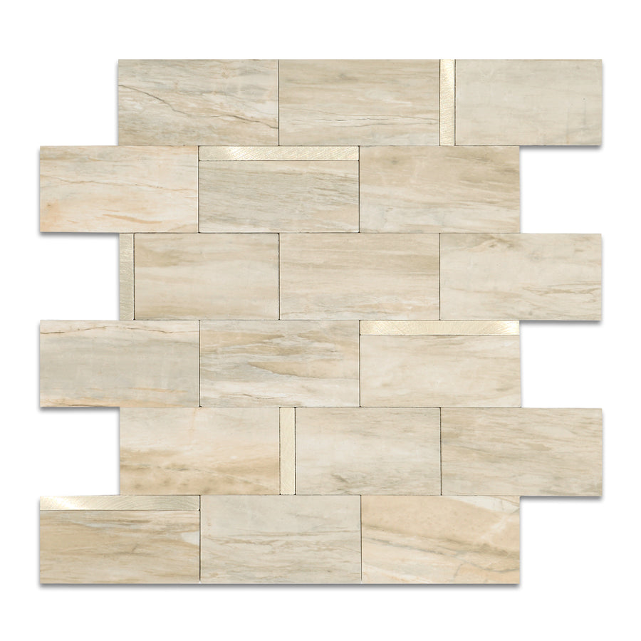 Beige Marble Mixed Gold Metal peel and stick tiles