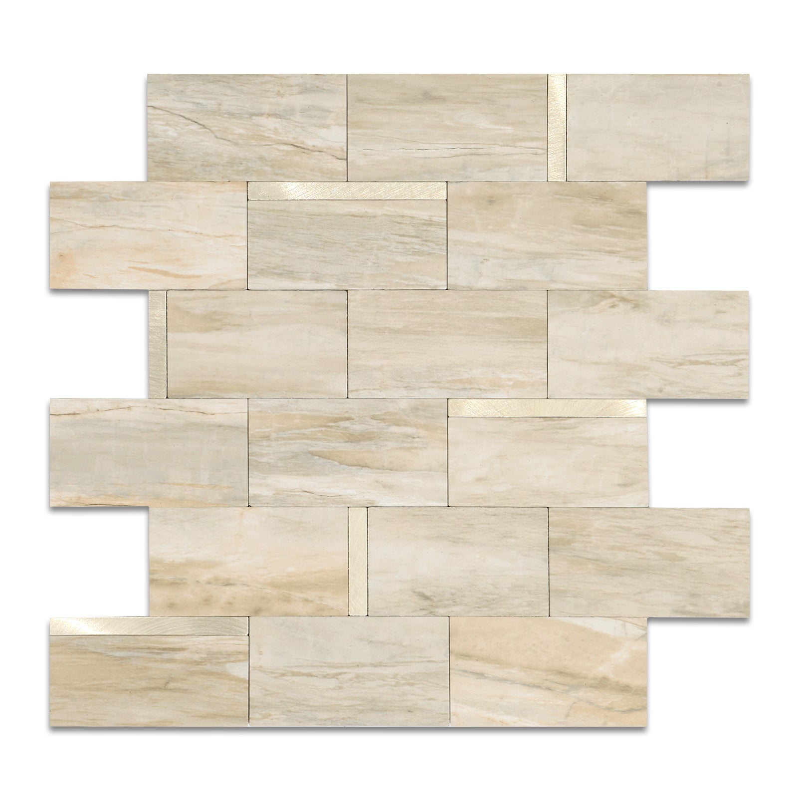 Beige Marble Mixed Gold Metal Backsplash