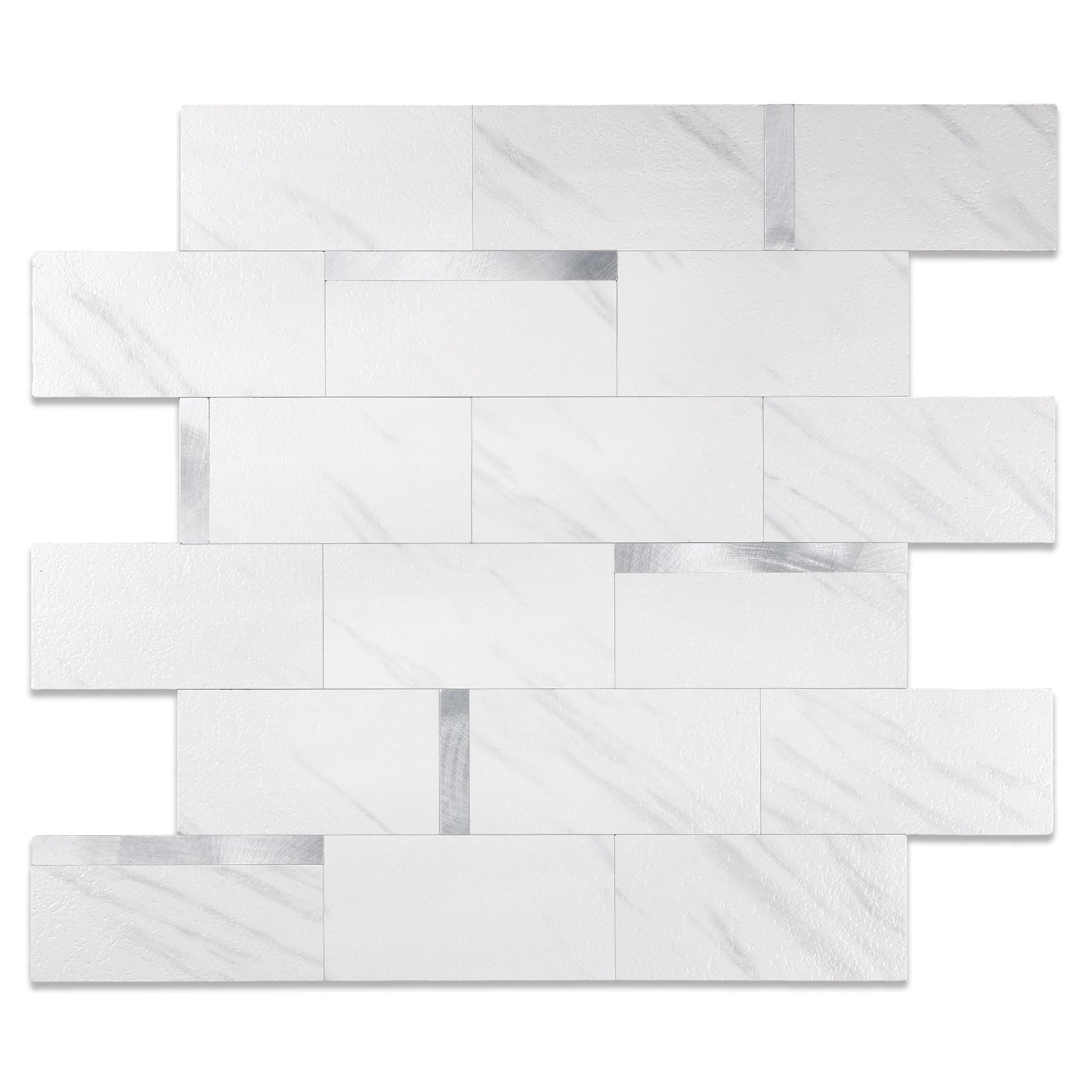 Carla White Mixed Metal Silver Backsplash