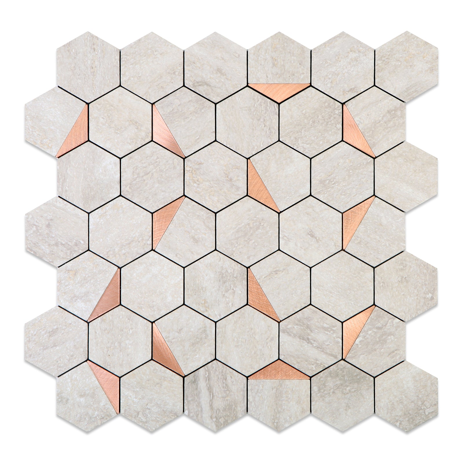 Beige Slate Peel and Stick Hexagon Tiles