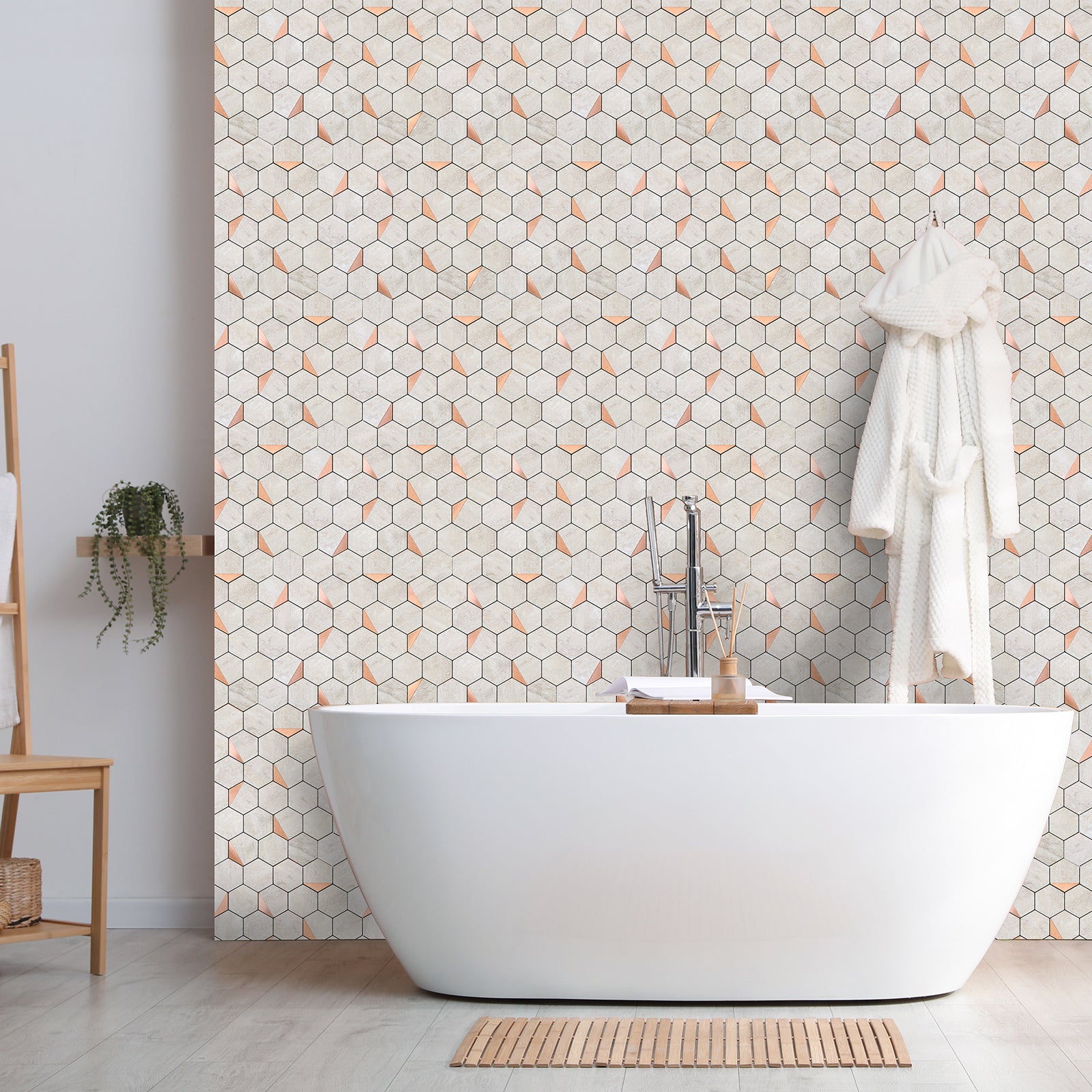 bathroom hexagon backsplash tile