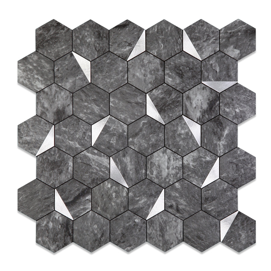 dark rock hexagon peel and stick tiles