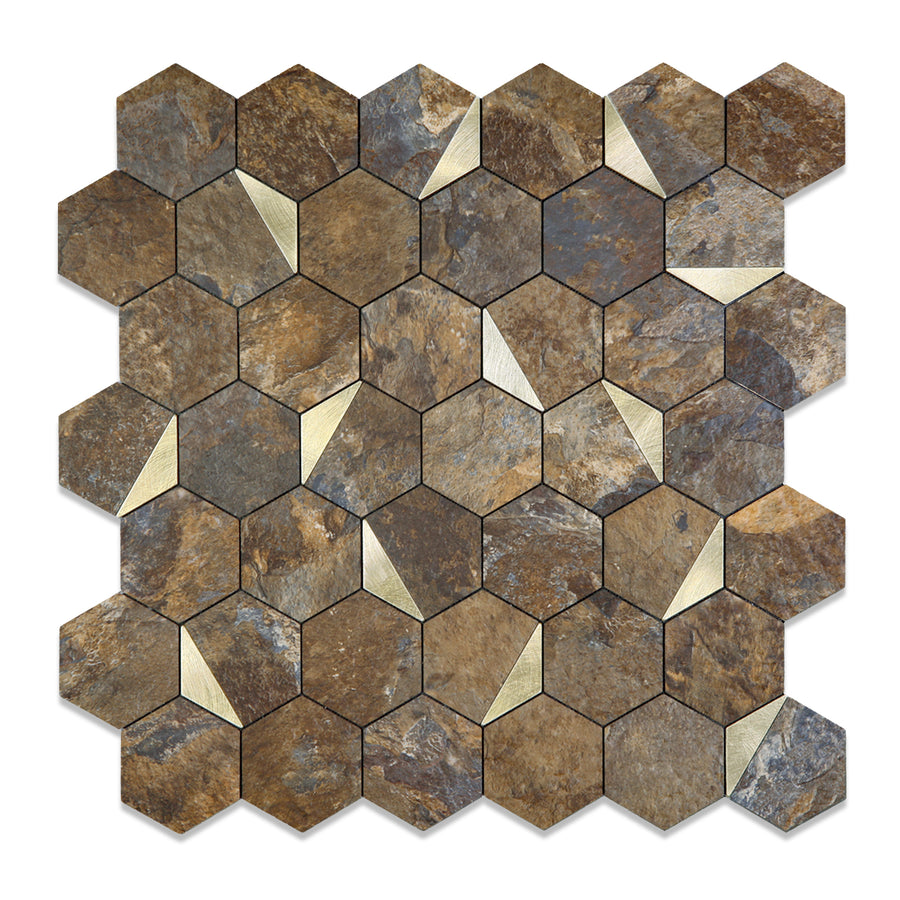 rust slate hexagon peel and stick tile