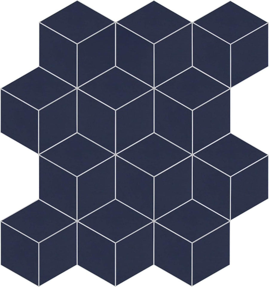 Blue 3D Cube Hexagon Tile