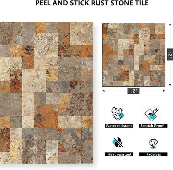 peel and stick rust stone tile