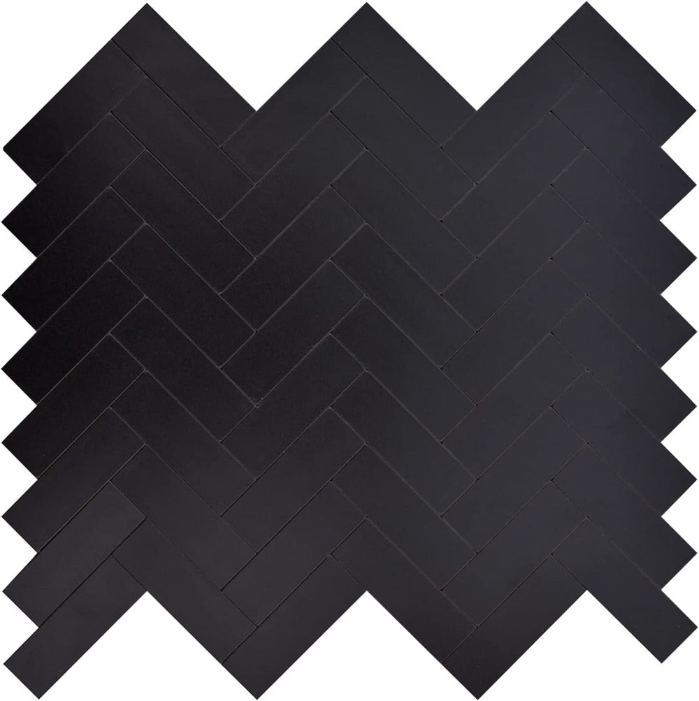 Black Herringbone Backsplash Tile
