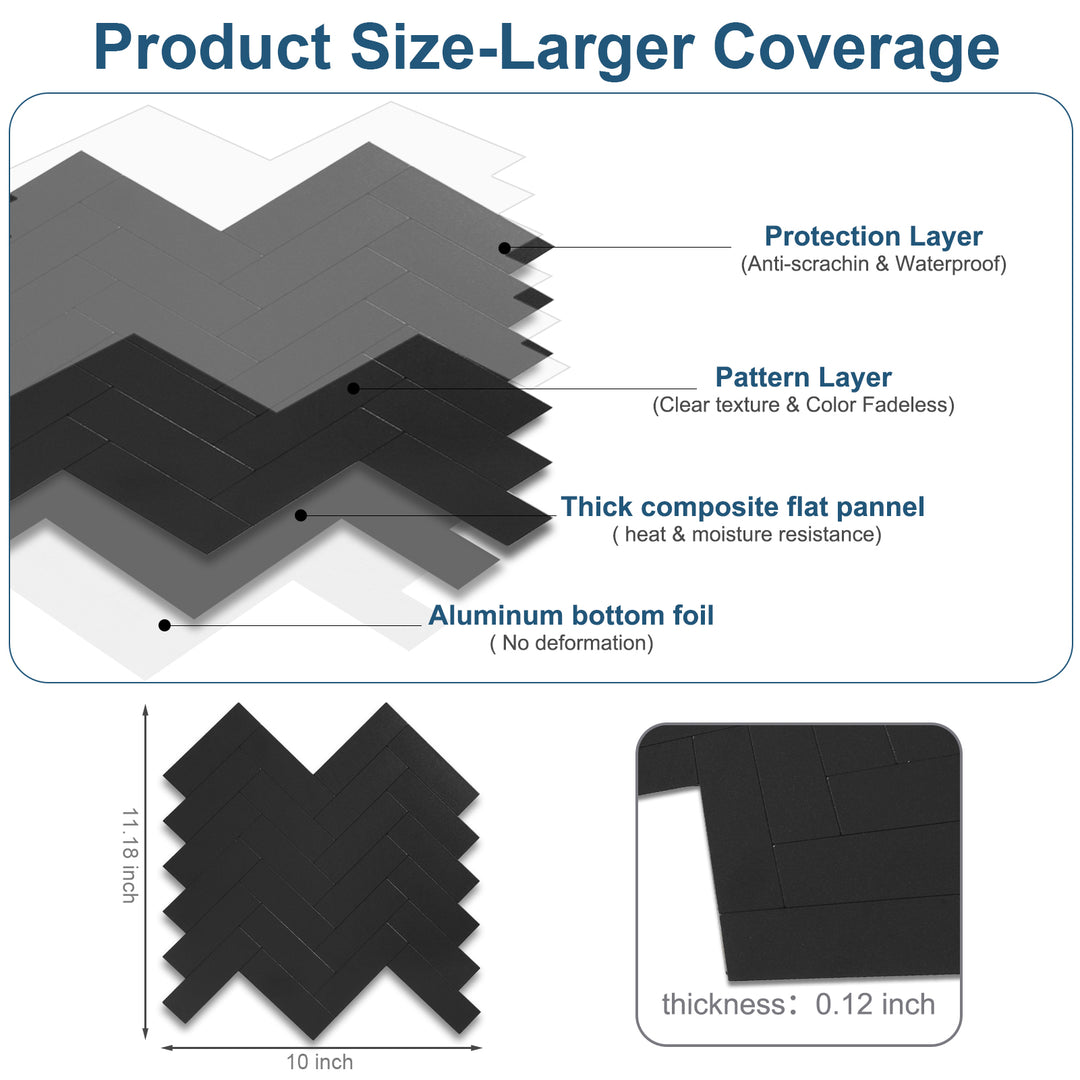 Size details of adhesive wall tiles