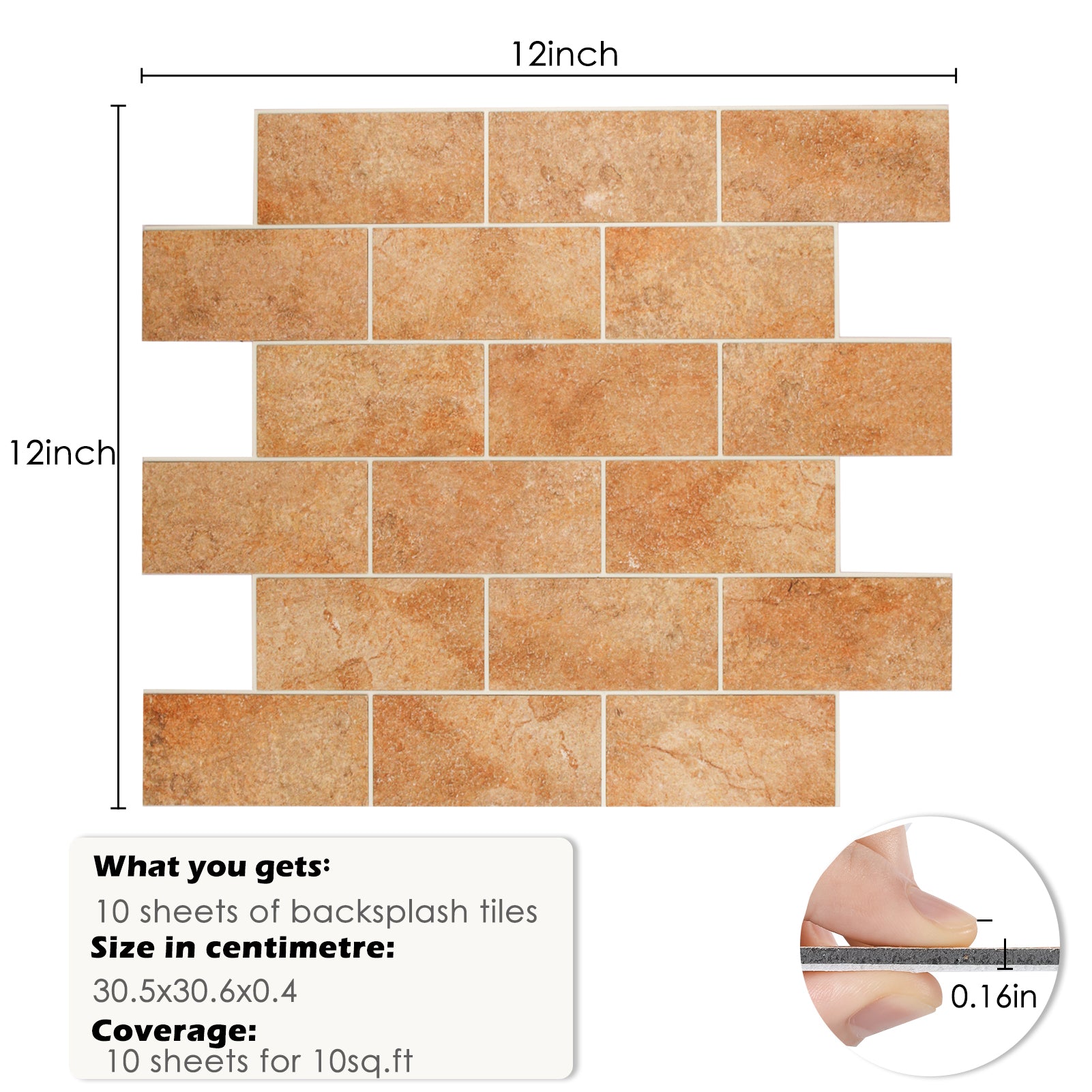 size of backsplash tile