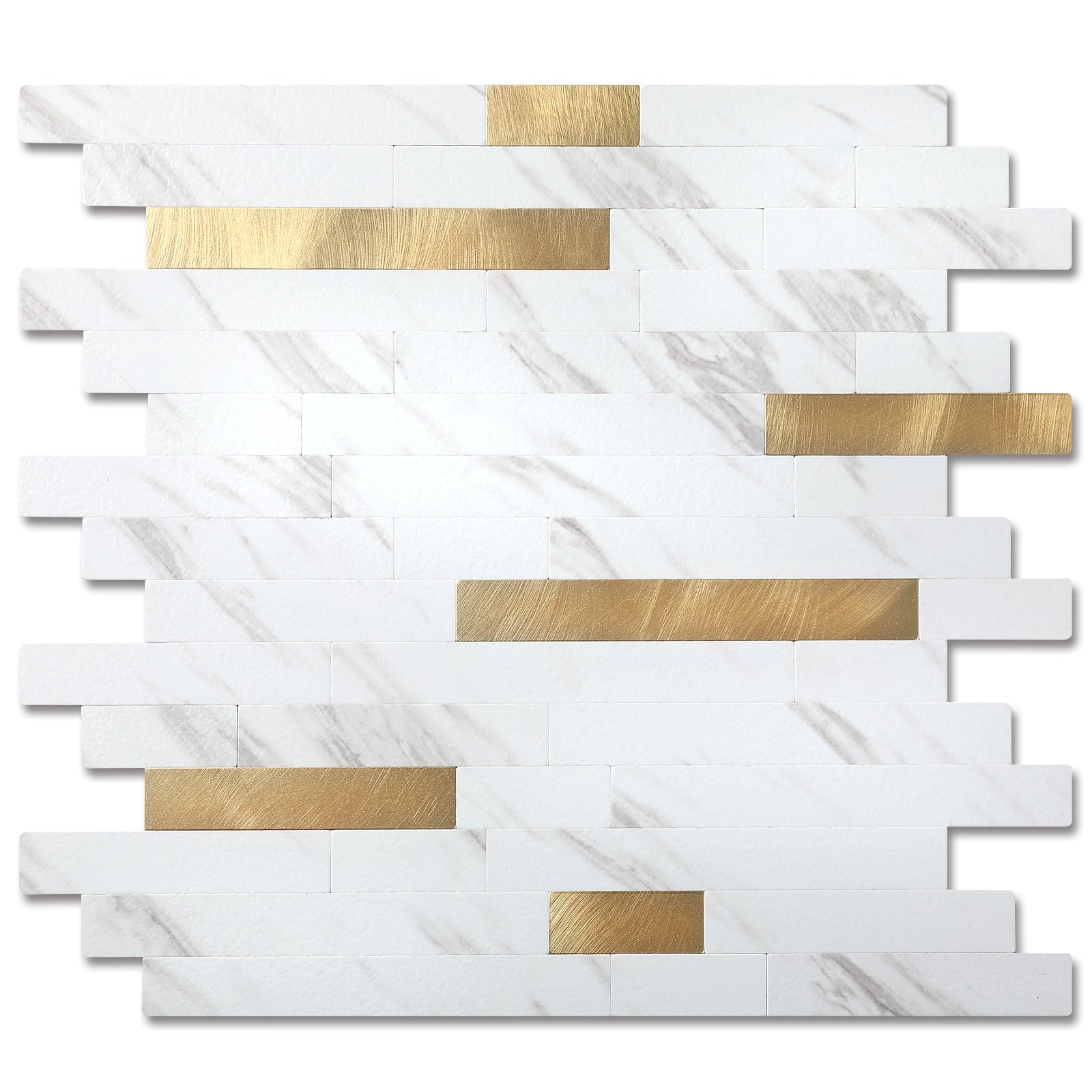 peel and Stick Backsplash in Carla with Gold