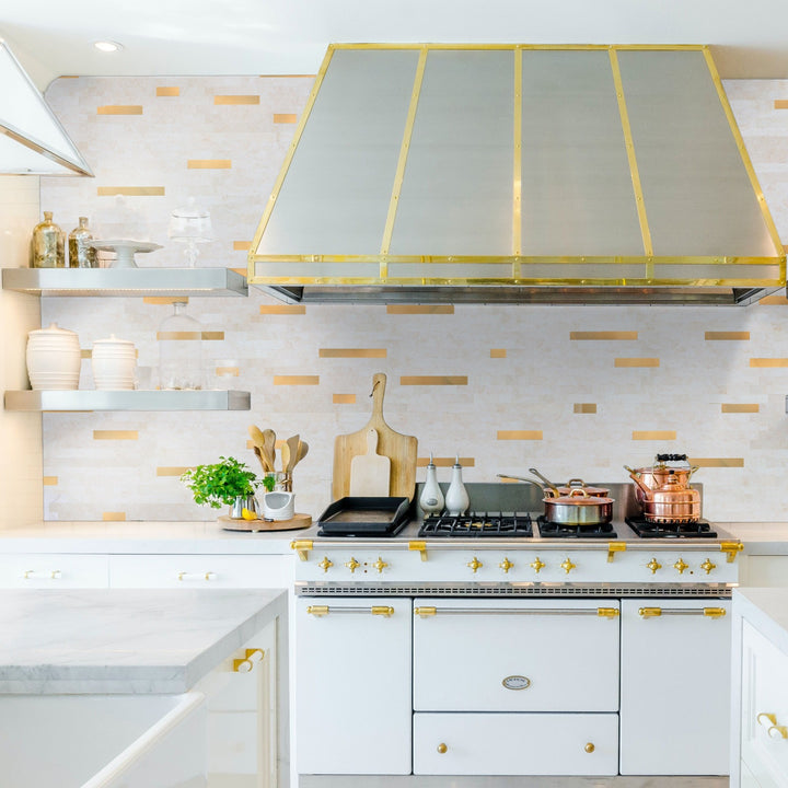 linear blend tile stick on kitchen backsplash