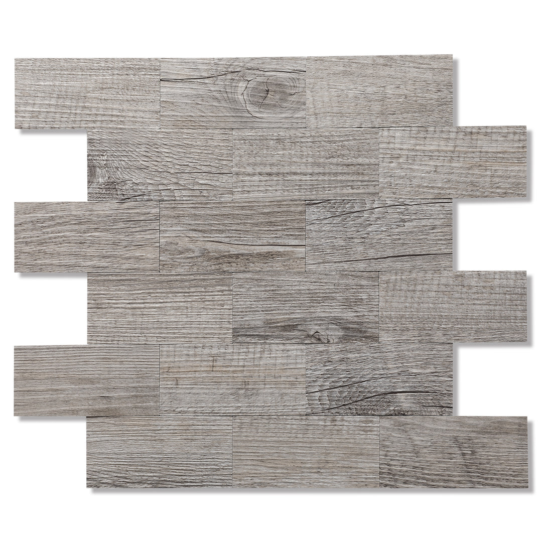 12" X 12" Gray Rustic Peel and Stick Subway Tile PVC Wood Texture Backsplash