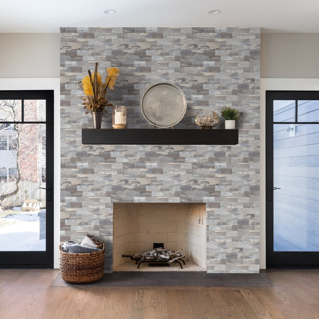 peel and stick subway tile for fireplace