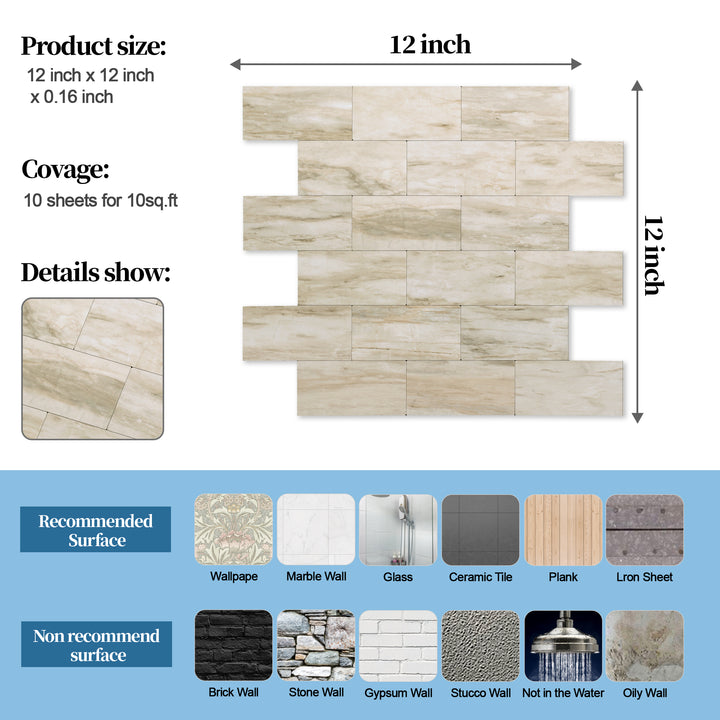 subway tile size