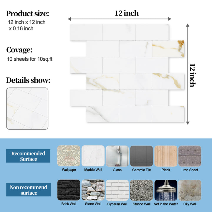 Tile size for self-adhesive wall coverings